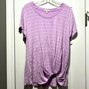 Nine Britton 💜 Stripe Knot Tie Tee